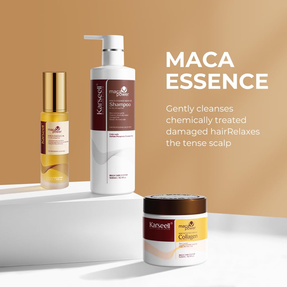 Karseell Collagen Hair Treatment Deep Repair Conditioning, Hair mask Shampoo and Argan Oil Set for Dry Damaged Hair All Hair Types (3)